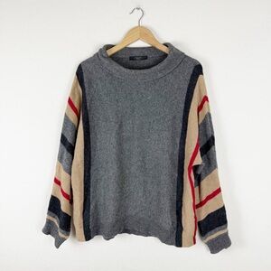 Weekend Max Mara Panara Wool Gray Striped Sweater